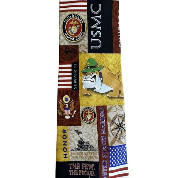 Eagle Wings Tie US Marines Corps USMC Dog Flag Military Logo Silk Necktie - Picture 3 of 8